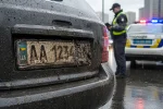 Загрязнённый номерной знак автомобиля после дождя — штраф 1190 грн