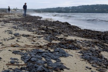 ЧП на Одесских пляжах: черная вода, море в мазуте. Первые фото катастрофы