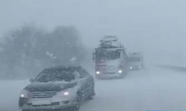 Снегопад в Украине. Фото: скриншот YouTube-видео