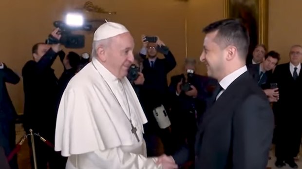 Владимир Зеленский и Папа Римский Франциск, фото: Скриншот YouTube