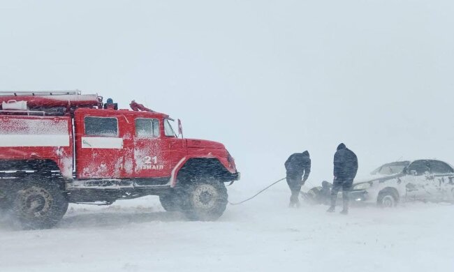Снігопад в Одеській області. Фото: ДСНС України