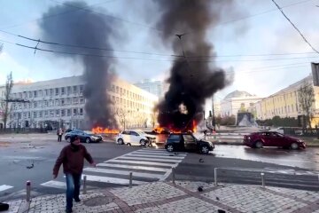 Ракетний удар по Києву. Фото: Telegram