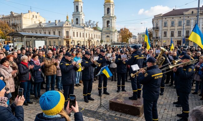 оркестр ДСНС Контрактова площа Київ музиканти духові інструменти