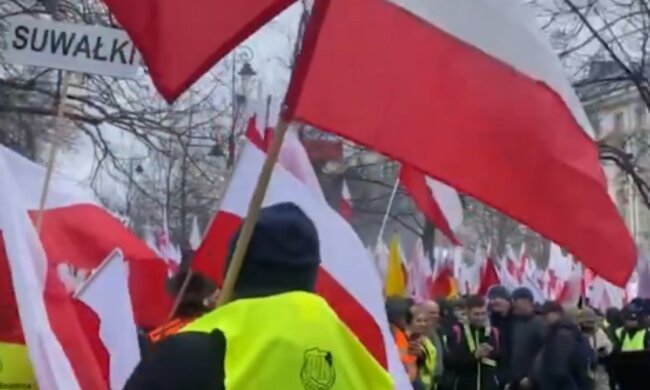 Акція протесту в Варшаві. Фото: скрін відео