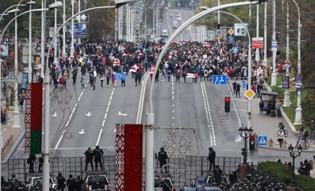 Протесты в Беларуси. Фото: скриншот Twitter