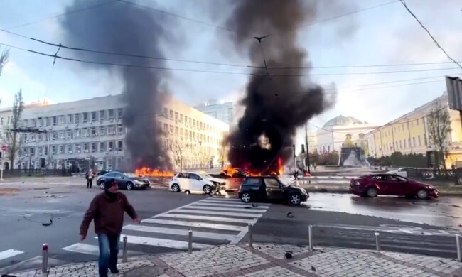 Ракетный удар по Киеву. Фото: Telegram