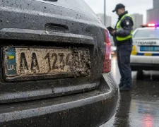 Забруднений номерний знак автомобіля після дощу — штраф 1190 грн