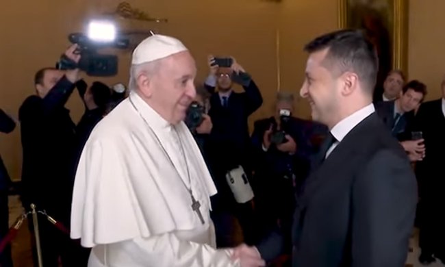 Владимир Зеленский и Папа Римский Франциск, фото: Скриншот YouTube