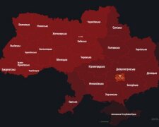 Карта повітряних тривог. Фото: alerts.in.ua