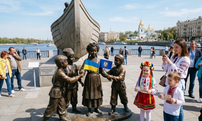 малюки засновники Києва Поштова площа скульптура