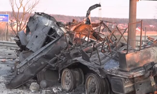 Сожженная техника РФ. Фото: скриншот YouTube-видео