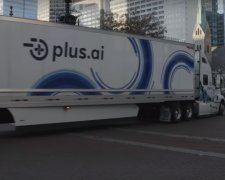 Беспилотный грузовик калифорнийского стартапа Plus.ai, скриншот видео