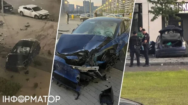П'яний підліток на Tesla протаранив авто в Києві