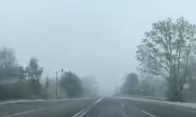 В Ивано-Франковской области выпал снег. Фото: YouTube, скрин