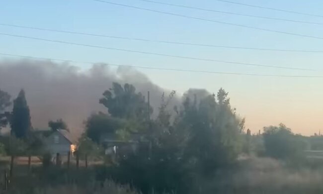 Вибух в окупованому Мелітополі. Фото: скріншот Telegram-відео