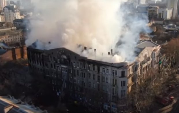 Пожар в одесском колледже, скриншот YouTube