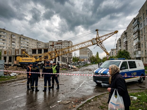 буревій Полтава будівельний кран негода