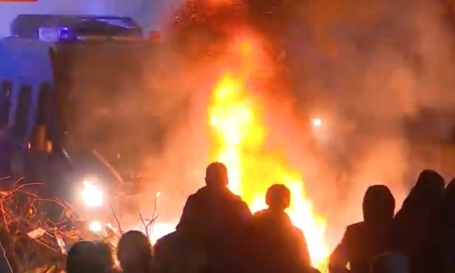 Протест в Новых Санжарах. Фото: скриншот Youtube