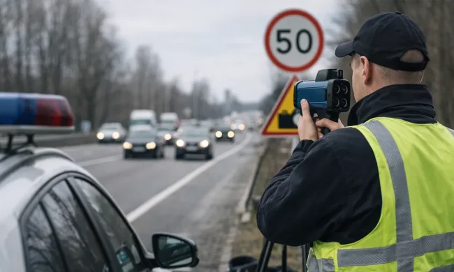 Патрульная полиция измеряет скорость с помощью радара TruCAM
