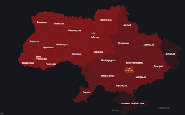 Карта воздушных тревог. Фото: alerts.in.ua