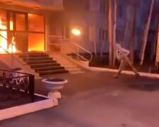 Поджог военкомата на рф. Фото: скриншот YouTube-видео