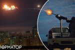 Пожар на автозаправочной станции в Дарницком районе Киева вследствие падения обломков