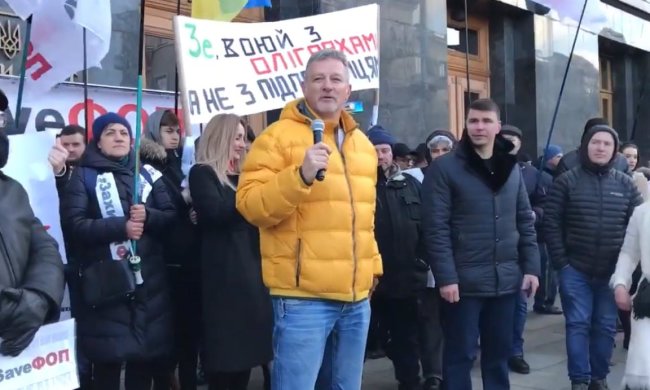 Пальчевский на митинге у Офиса Президента. Фото: скрин youtube