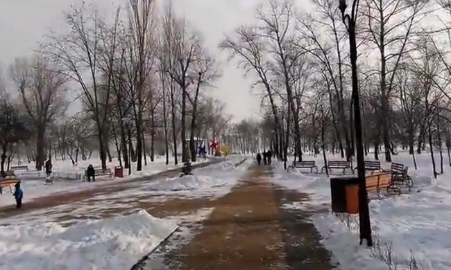 Парк "Наталка" в Киеве зимой . Фото: скриншот YouTube-видео