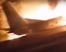 На Харьковщине упал самолет. Фото: скриншот видео
