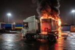 палаюча фура Київ обстріл пожежа склад