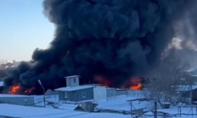 Пожар в Самаре. Фото: скрин видео ТСН