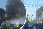 Масштабный пожар на военном заводе Арсенал в Санкт-Петербурге, взрыв пробил кирпичную стену