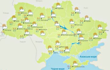 Погода в Украине. Фото: скриншот meteo.gov.ua