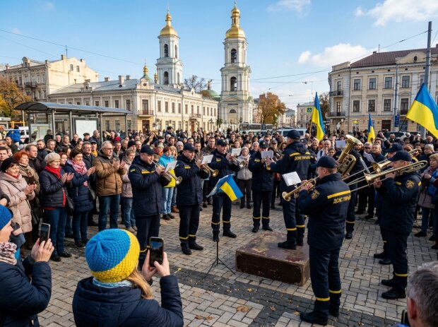 оркестр ДСНС Контрактова площа Київ музиканти духові інструменти