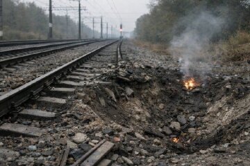 Последствия российского удара по железной дороге в Запорожье: повреждённый локомотив