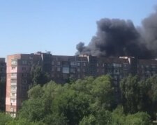 Пожежа в окупованому м. Донецьку. Фото: скріншот Telegram-відео