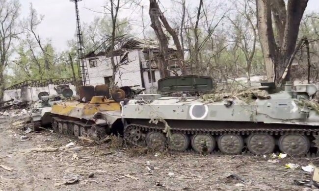 Разбитая техника рф. Фото: скриншот Telegram-видео