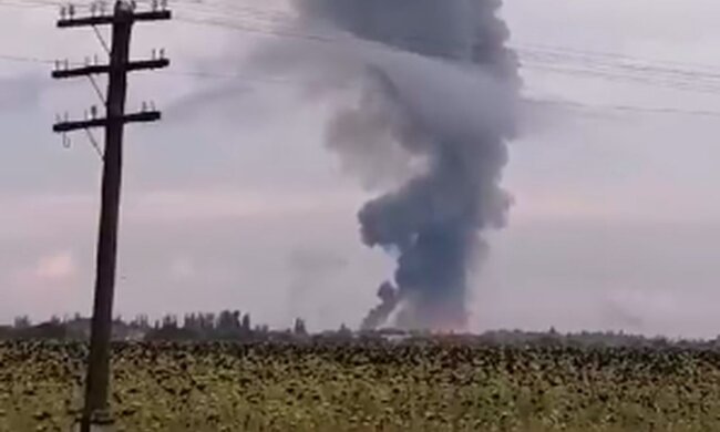 Взрыв в оккупированном Крыму. Фото: скриншот Telegram-видео
