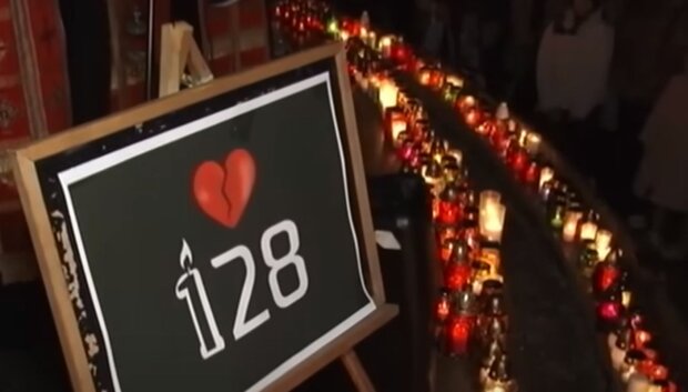 Вшанування пам'яті загиблих бійців 128 бригади. Фото: скріншот YouTube-відео