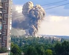 Взрыв в оккупированной Горловке. Фото: скриншот Telegram-видео