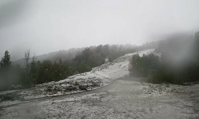 Ккарпаты засыпаало знегом. Фото: скриншот Youtube