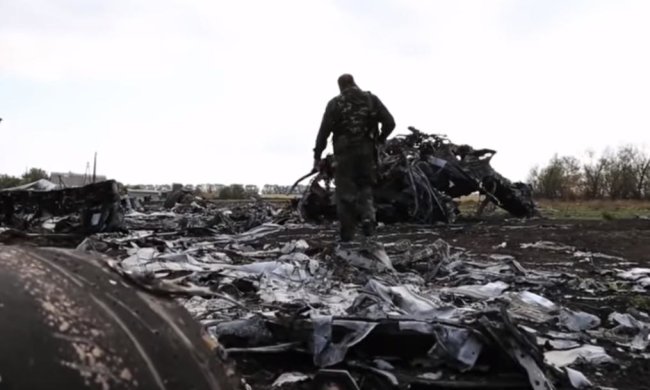 Место падения малазийского Боинга. Фото: скрин youtube