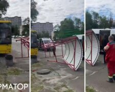 Автобус №63 врезался в остановку на Бориспольской в Киеве