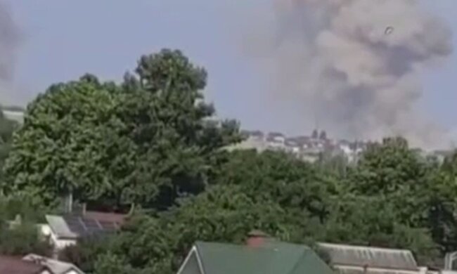 Взрыв в оккупированной Чернобаевке. Фото: скриншот Telegram-видео