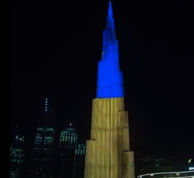 Не "перемога", но красиво: в Дубае оригинально поздравили Украину – самое высокое здание мира заиграло новыми красками