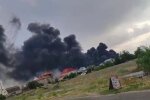 Горить склад боєприпасів рф. Фото: скріншот Telegram-відео