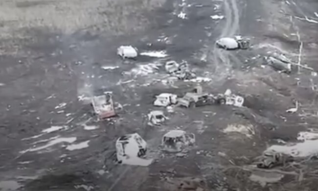 Розбита техніка росії. Фото: скріншот YouTube-відео