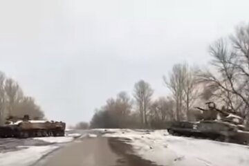 Розбита колона рф. Фото: скріншот YouTube-відео