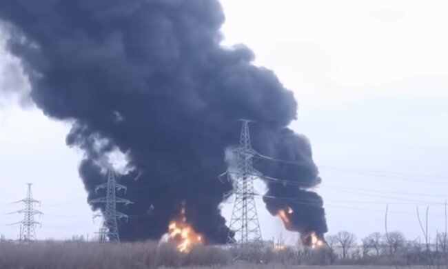 Пожар на нефтебазе рф. Фото: скриншот YouTube-видео