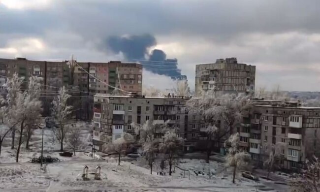 Взрыв в Донецке. Фото: скриншот Telegram-видео